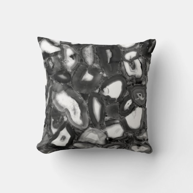Abstracte Black White agates geode Kussen (Voorkant)