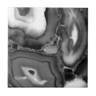 Abstracte Black White agates geode Tegeltje
