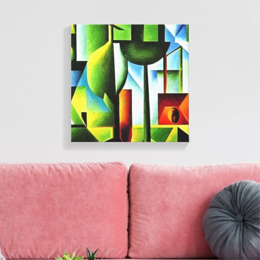 Abstracte bladeren canvas afdruk (Insitu (Woonkamer))