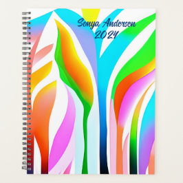 Abstracte bladeren in veelkleurige pastels planner