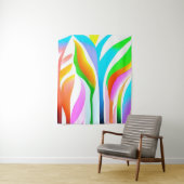 Abstracte bladeren in veelkleurige pastels wandkleed (In situ)