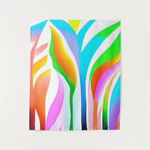 Abstracte bladeren in veelkleurige pastels wandkleed