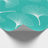 Abstracte bladeren met witte en turkooizen cadeaupapier (Hoek)