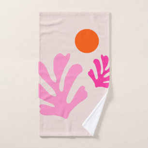 Abstracte bladeren roze Sinaasappel moderne vormen Bad Handdoek