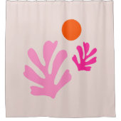 Abstracte bladeren roze Sinaasappel moderne vormen Douchegordijn (Voorkant)