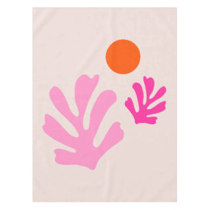 Abstracte bladeren roze Sinaasappel moderne vormen Tafelkleed