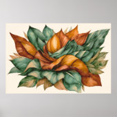 Abstracte bladeren Waterverf 3:2 Poster (Voorkant)