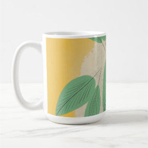 Abstracte Bladgroen Geel Illustratie Koffiemok
