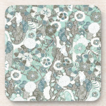 Abstracte blauw bruine bloemen