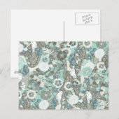 Abstracte blauw bruine bloemen briefkaart (Voorkant / Achterkant)