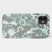 Abstracte blauw bruine bloemen Case-Mate iPhone case (Achterkant (horizontaal))
