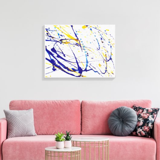 Abstracte blauw- en gele schildpad canvas afdruk (Insitu (Woonkamer))