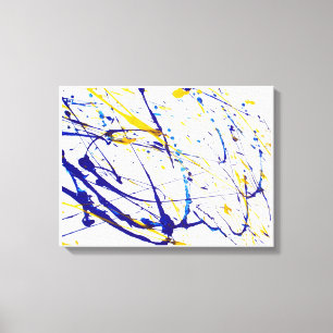 Abstracte blauw- en gele schildpad canvas afdruk