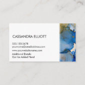 Abstracte blauw- en goudalcoholinkt Vloeibare kuns Visitekaartje (Achterkant)