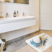 Abstracte blauw en gouden badmat – Dynamic Design