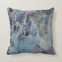 Abstracte Blauw- en Groene Scratch Pillow