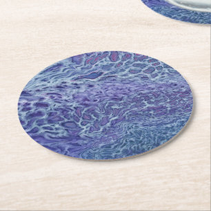 Abstracte blauw- en violetzout ronde kartonnen onderzetter