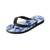 Abstracte blauw en witte bladeren kinder teenslippers (Schuin)