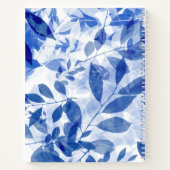 Abstracte blauw en witte bladeren notitieboek (Achterkant)