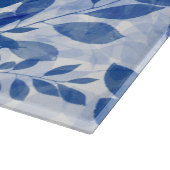 Abstracte blauw en witte bladeren snijplank (Hoek)