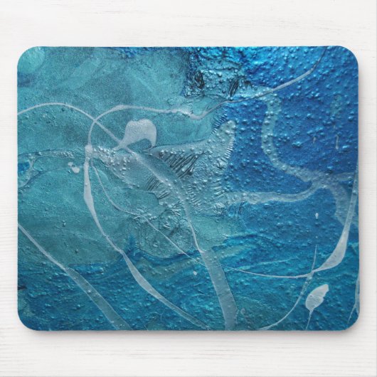 Abstracte blauw en zilveren textuur muismat (Voorkant)