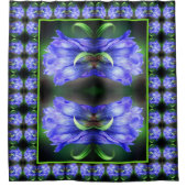 Abstracte blauw Gentian Flower Douchegordijn (Voorkant)