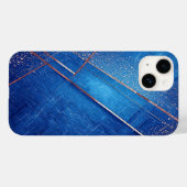 Abstracte blauw-gouden compositie Case-Mate iPhone case (Achterkant (horizontaal))
