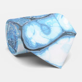 Abstracte blauw & grijs marmeren ijsvloeistof text stropdas (Opgerold)