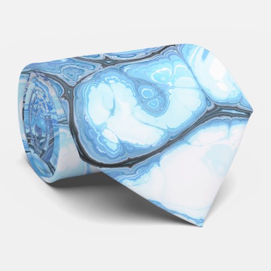 Abstracte blauw & grijs marmeren ijsvloeistof text stropdas (Opgerold)