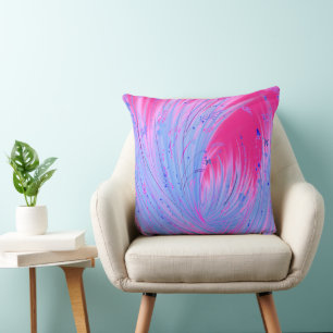 Abstracte blauw roze betoverde tuin kussen