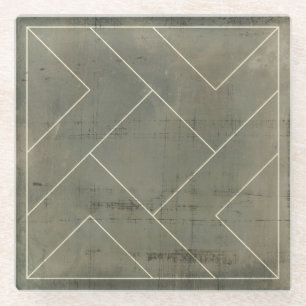 Abstracte blauwdruk met geometrische vormen glazen onderzetter