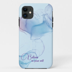 Abstracte blauwe alcoholinkt iPhone Case