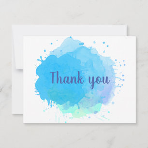 Abstracte Blauwe Aquarel Bedankkaart voor Zakelijk