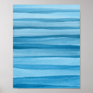 Abstracte Blauwe Aquarel Lijnen Poster