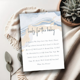 Abstracte Blauwe Beige Kustboeken voor Baby shower Informatiekaartje