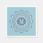 Abstracte blauwe bloem aangepaste monogram initiaa servet (Voorkant)
