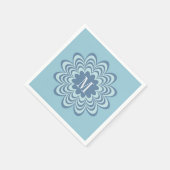 Abstracte blauwe bloem aangepaste monogram initiaa servet (Hoek)