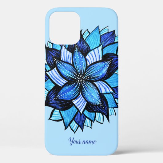 Abstracte Blauwe Bloem  Bloemen meisjesnaam Case-Mate iPhone Case (Achterkant)