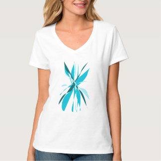 Abstracte blauwe bloem t-shirt