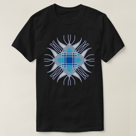 abstracte blauwe bloem t-shirt (Design voorkant)