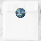 Abstracte Blauwe Blossom Floral Ronde Sticker (Tas)