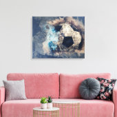 Abstracte blauwe boomgaard canvas afdruk (Insitu (Woonkamer))