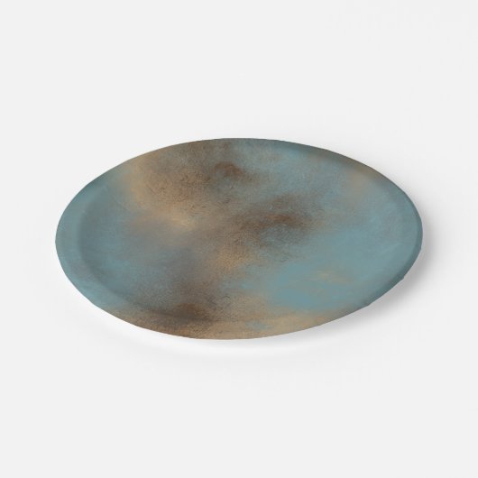 Abstracte blauwe Cream Art Papieren Bordje (Gekanteld)