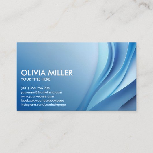Abstracte blauwe curve - Elegant minimaal Visitekaartje (Voorkant)