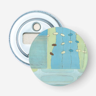 Abstracte blauwe eierparade button flesopener