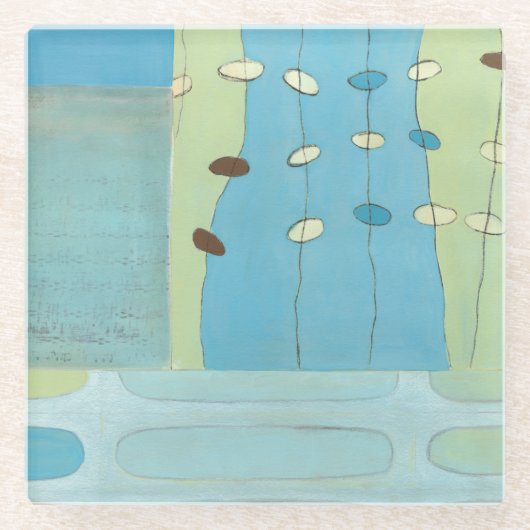 Abstracte blauwe eierparade glazen onderzetter (Voorkant)