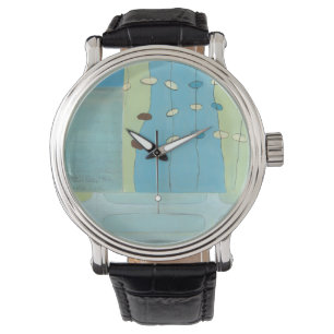 Abstracte blauwe eierparade horloge