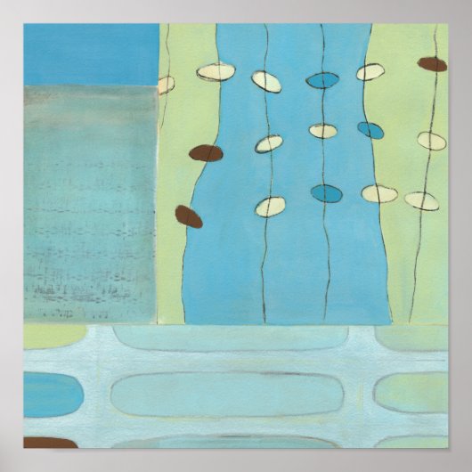 Abstracte blauwe eierparade poster (Voorkant)