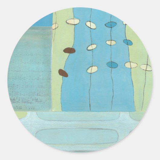 Abstracte blauwe eierparade ronde sticker (Voorkant)