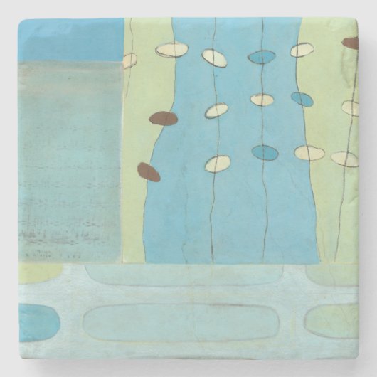 Abstracte blauwe eierparade stenen onderzetter (Voorkant)